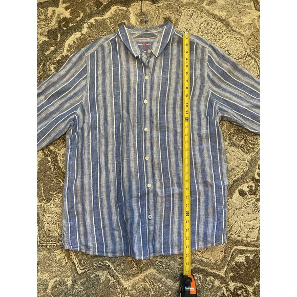 Women's Tommy Bahama Santiago Stripe Linen Blend Shirt Top Blouse Sz XL Travel - Picture 7 of 9